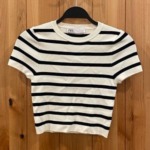 Zara fitted crop stripe sweater